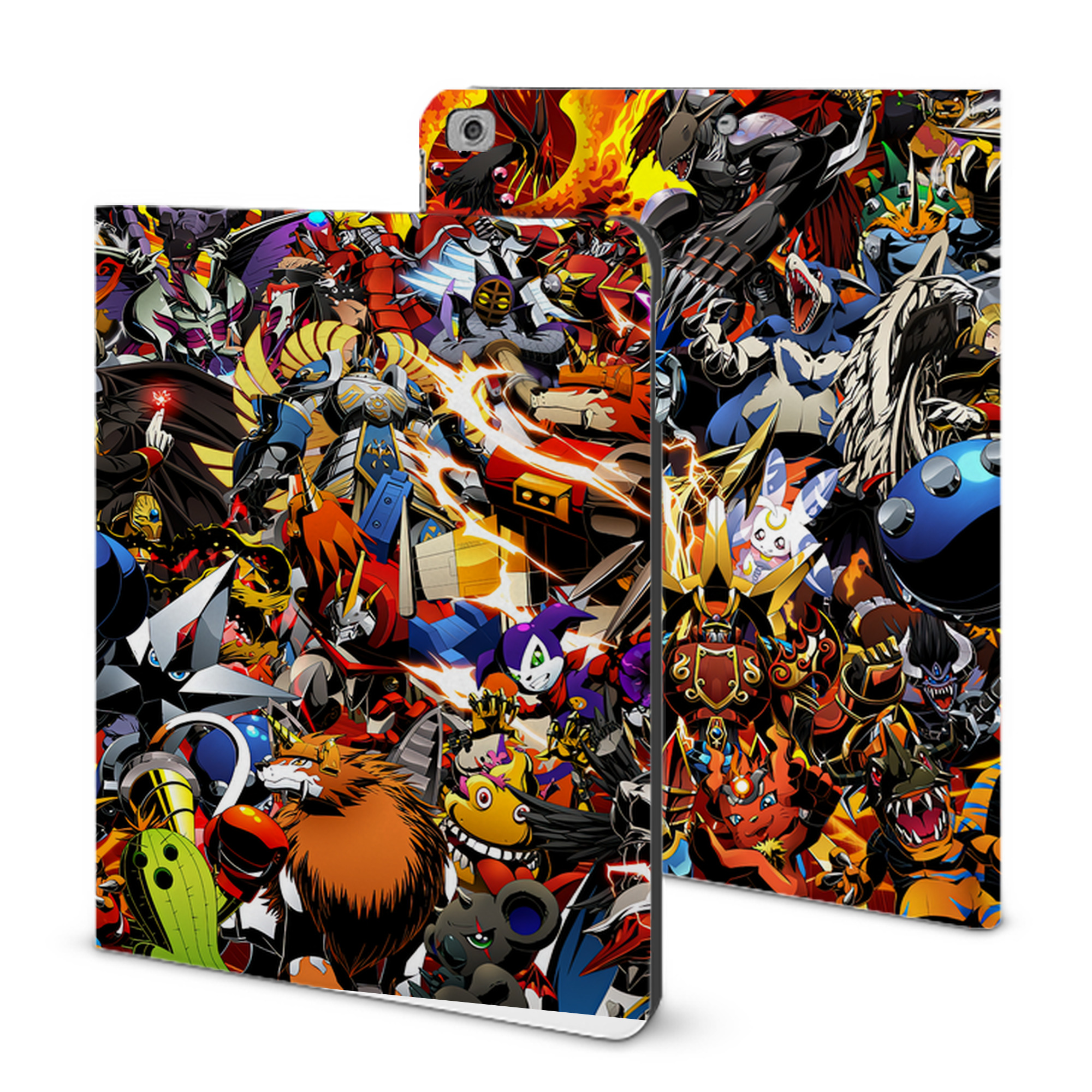 （画像用） Digimon デジタルモンスター/デジモン IPad ケース ブック型 PUレザー TPU 耐衝撃 軽量 薄型 ペン収納なし 全面保護 IPad 各モデル対応